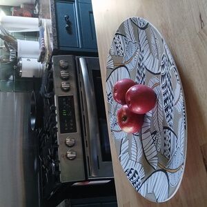 World Market Serving Platter Oval Tray with Leaf Pattern Matte Finish Large Size